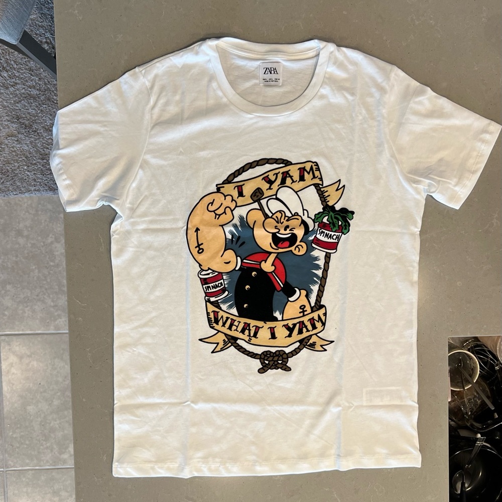 Zara Popeyes Velvet Graphic T Shirt